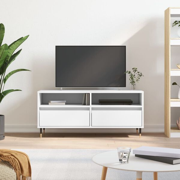 vidaXL TV Cabinet White 100x34.5x44.5 cm Engineered Wood