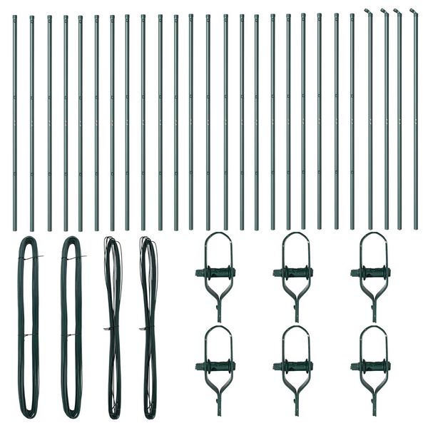 vidaXL Fence Post Other 26 pcs Green 3.2 x 3.2 x 210 cm Steel