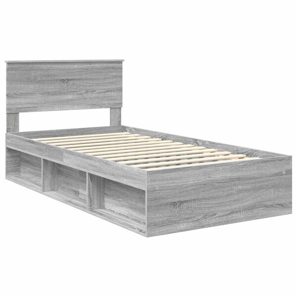 vidaXL Bed Frame Grey Sonoma 100 x 200 cm Solid Pine Wood