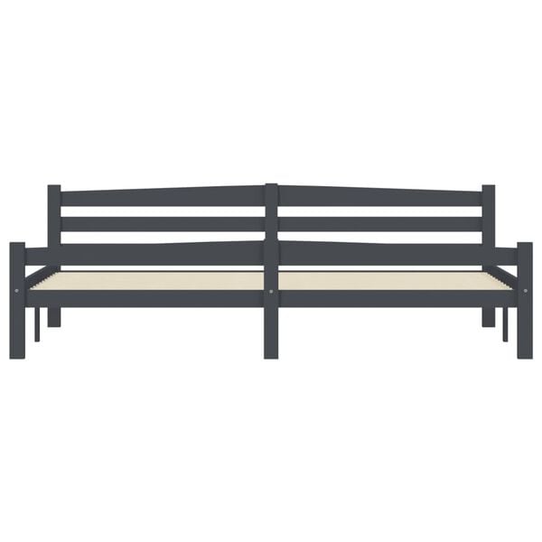 vidaXL Bed Frame without Mattress Dark Grey Solid Pinewood 200x200 cm (322095+2x321990)