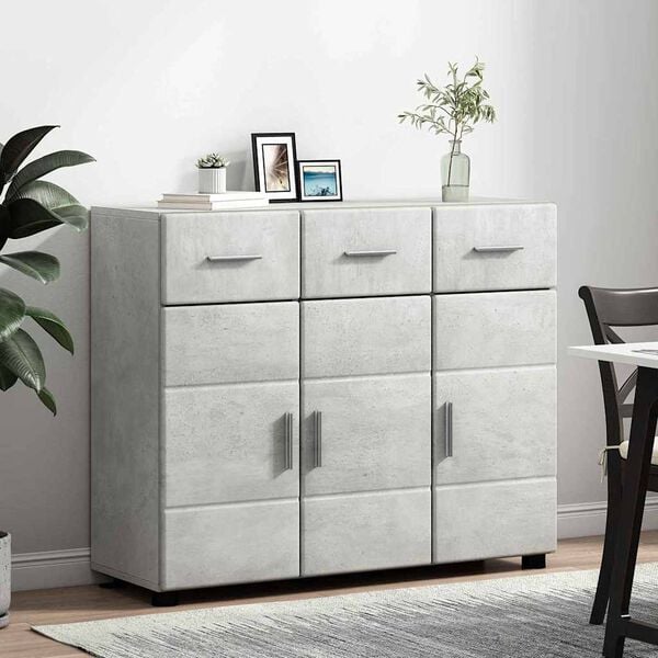 vidaXL Sideboard with Shelf FLORIN Concrete Grey 88.5 x 30.5 x 73 cm