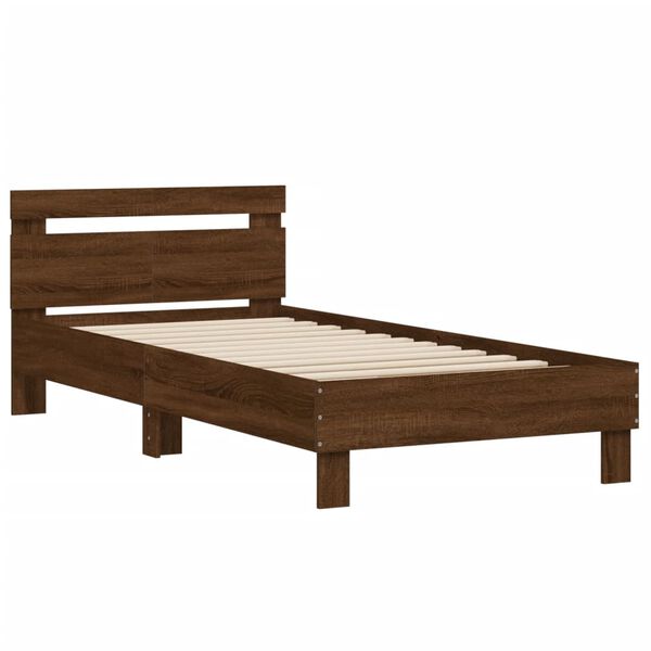 vidaXL Bed Frame without Mattress with Headboard Brown Oak 100x200 cm