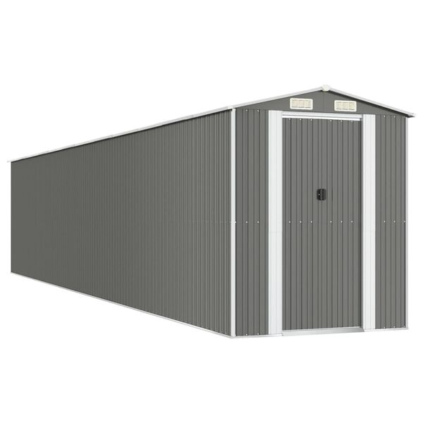 vidaXL Garden Shed Light Grey 192x1021x223 cm Galvanised Steel