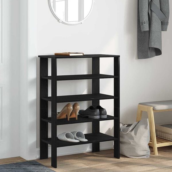 vidaXL Shoe Rack Black 61x32x87.5 cm Engineered Wood