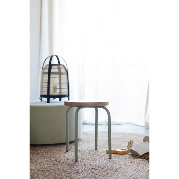 KidsDepot Circle Stool Set 30 cm Mango Wood Grey 2 pcs