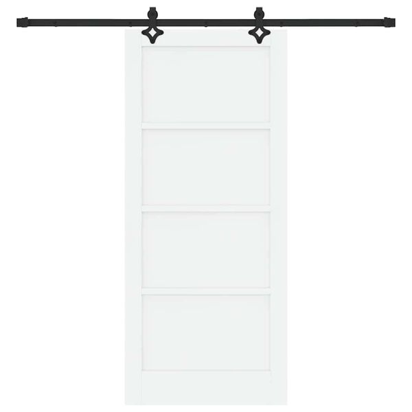 vidaXL Sliding Door White and Black 86 x 198.5 cm Solid Pine Wood