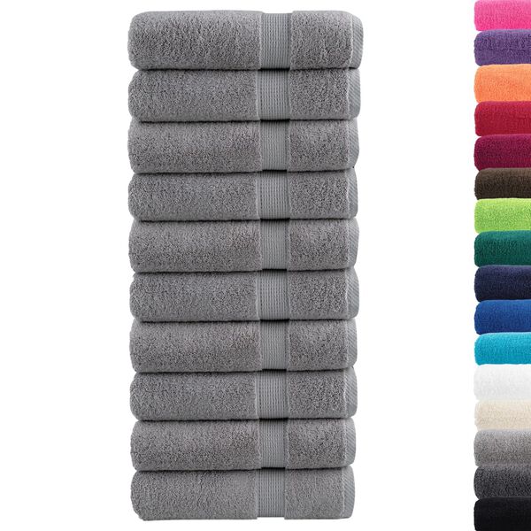 vidaXL Premium Bath Towels "SOLUND" 10 pcs Grey 100x150 cm 600 gsm