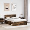vidaXL Bed Frame Smoked Oak 140 x 190 cm Solid Pine Wood