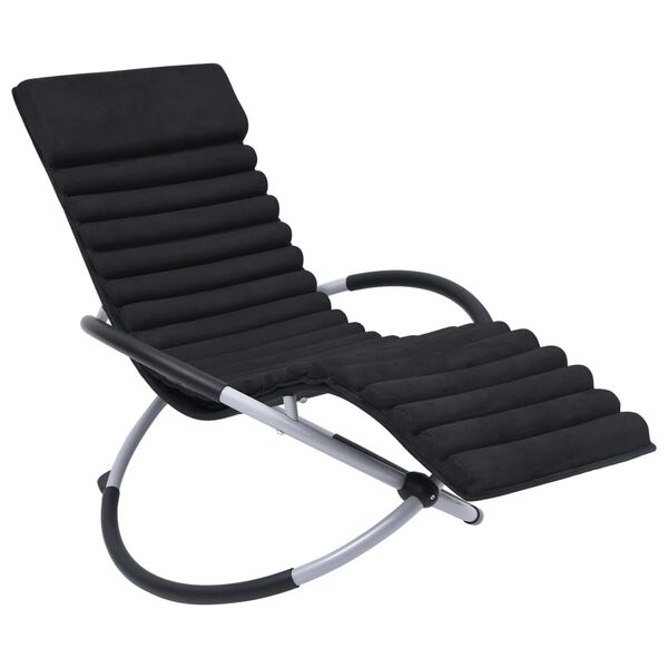 vidaXL Outdoor Sun Lounger with Cushion Steel Black