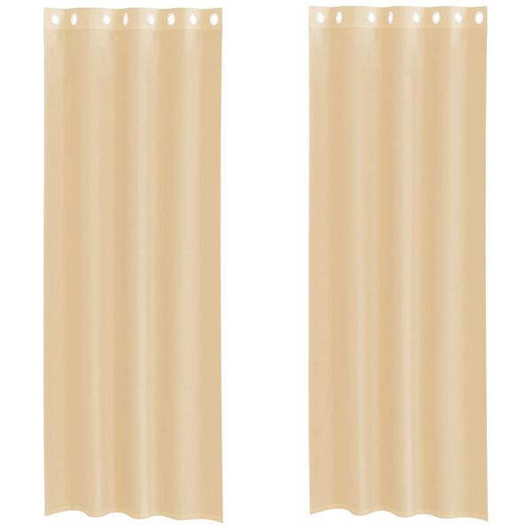 vidaXL Voile Curtains with Grommets 2 pcs Sand