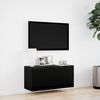 vidaXL TV Wall Cabinet with LED Lights Black 80x31x35 cm
