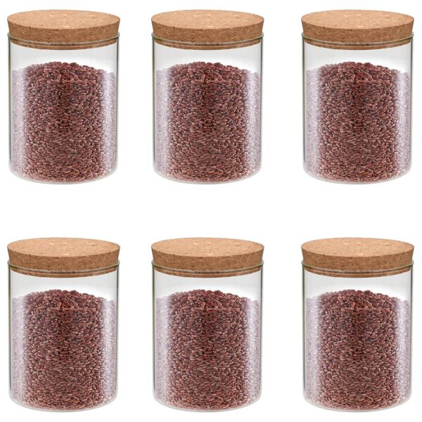 vidaXL Storage Glass Jars with Cork Lid 6 pcs 650 ml