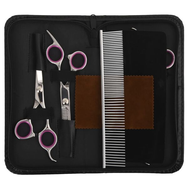 vidaXL 5 Piece Dog Grooming Scissors Set Stainless Steel