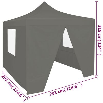 vidaXL Foldable Party Tent Pop-Up with 4 Sidewalls 3x3 m Anthracite