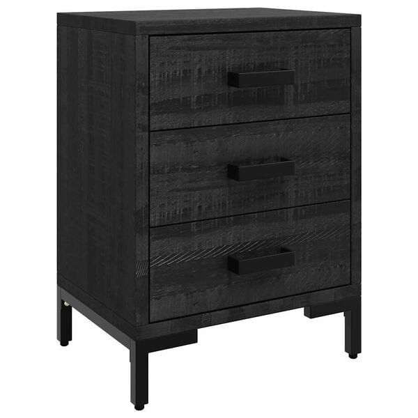 vidaXL Bedside Cabinet Black 36x30x54 cm Solid Pinewood