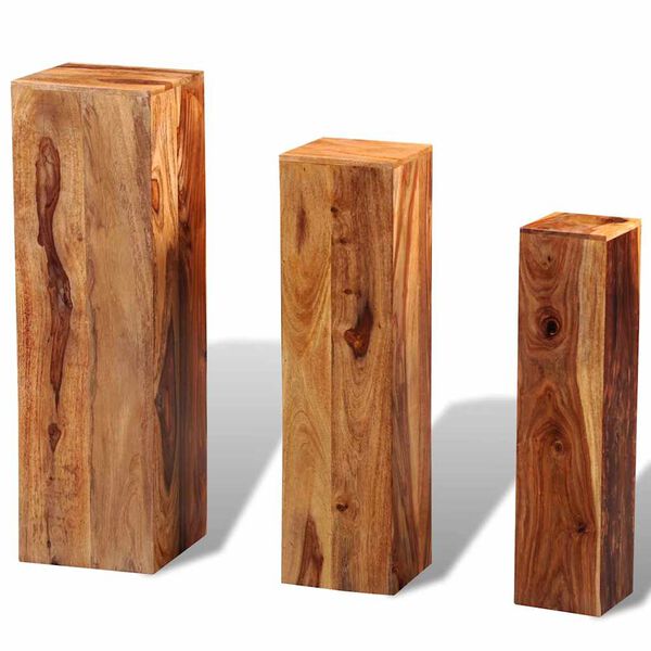 vidaXL 3 Piece Plant Stands Solid Acacia Wood Brown