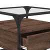 vidaXL Coffee Table with Glass Top Brown Oak 50x50x45 cm Steel