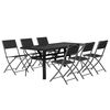 vidaXL 7 Piece Garden Dining Set Grey and Black