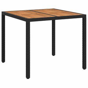 vidaXL Garden Table Black 90 x 90 x 75 cm Poly Rattan