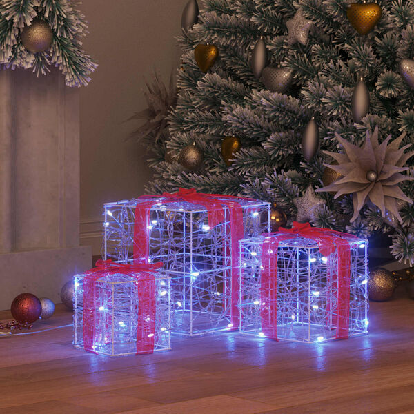 vidaXL Gift Box with 60 LEDs 3 pcs Blue 20 x 20 x 20 cm Acrylic