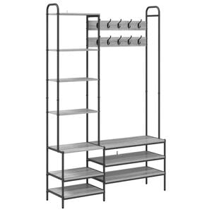vidaXL Coat Stand with Shoes Bench Grey Sonoma 120.5 x 34 x 190 cm