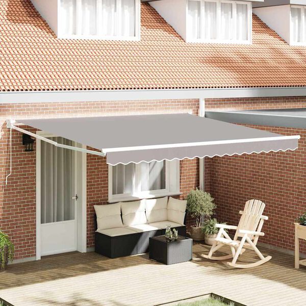 vidaXL Retractable Awning Manual Light Grey 400 x 300 cm