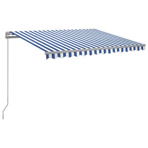 vidaXL Manual Retractable Awning with LED 300x250 cm Blue and White (313199+46830)