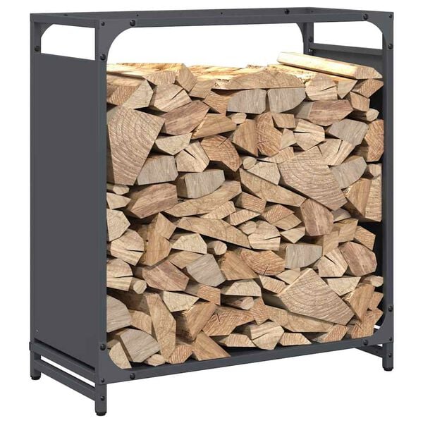 vidaXL Firewood Rack Anthracite 60x28x65 cm Cold-rolled steel