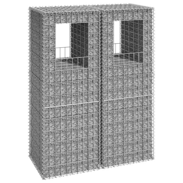 vidaXL Gabion Basket Posts 2 pcs 50x50x140 cm Iron