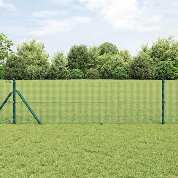 vidaXL Fence Post Green 50 x 0.5 m (16 x 16 mm mesh) Steel and PVC