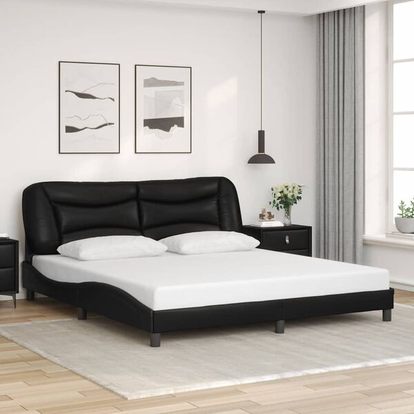 vidaXL Bed Frame with LED without Mattress "Hvar" Black 180x200 cm