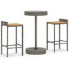 vidaXL 3 Piece Garden Bar Set Grey Poly Rattan&Solid Wood Acacia