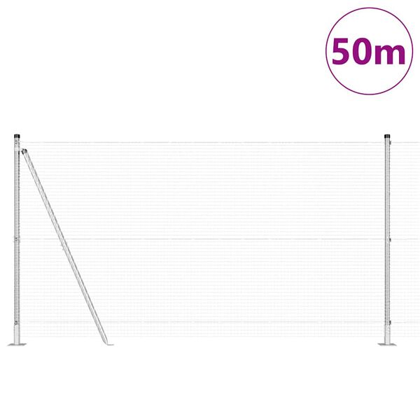 vidaXL Fence Post Silver 50 x 1.2 m (19 x 19 mm mesh) Steel