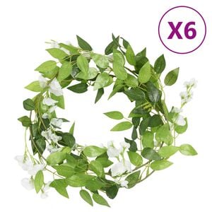 vidaXL Flower Garlands 6 pcs White 200 cm