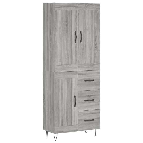 vidaXL Highboard Grey Sonoma 69.5x34x180 cm Engineered Wood