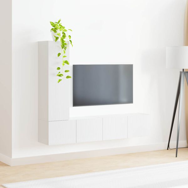 vidaXL TV Cabinet Set 3 pcs High Gloss White Engineered Wood