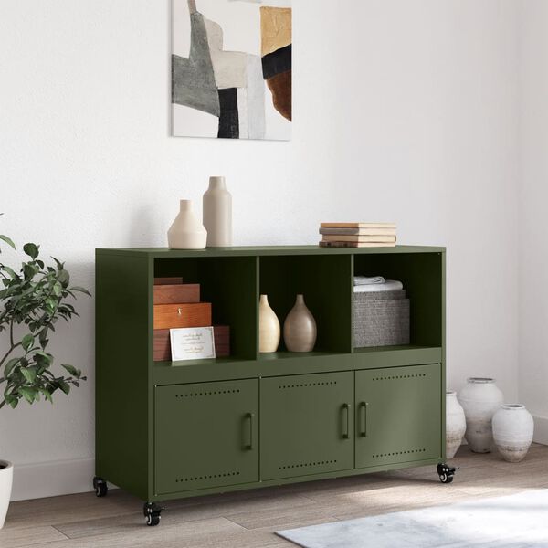 vidaXL Sideboard Olive Green 100.5x39x72 cm Steel