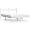 vidaXL Metal Bed Frame without Mattress with Headboard White 120x200cm