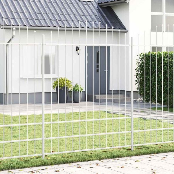 vidaXL Garden Fence 6 pcs White 170 x 225 cm Powder-Coated Steel