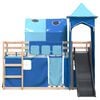 vidaXL Bunk Bed without Mattress with Slide and Curtains Blue 80x200 cm