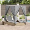 vidaXL Double Sun Lounger with Roof Beige 205 x 129 x 200 cm PE rattan
