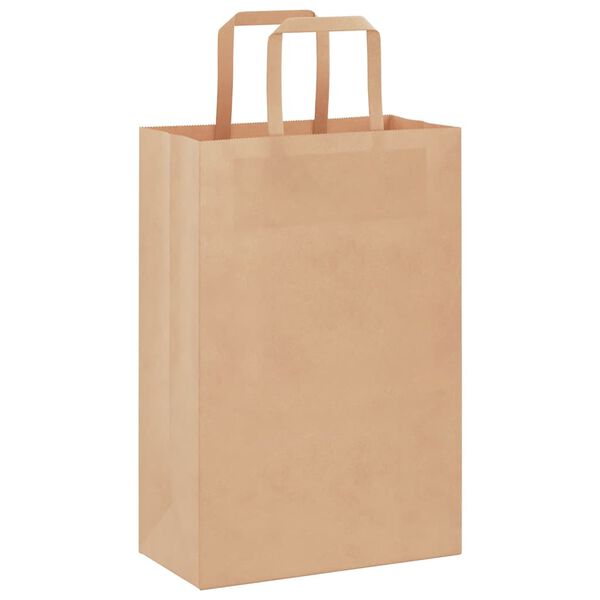 vidaXL Paper Bags 250 pcs with Handles Brown 21x11x31 cm