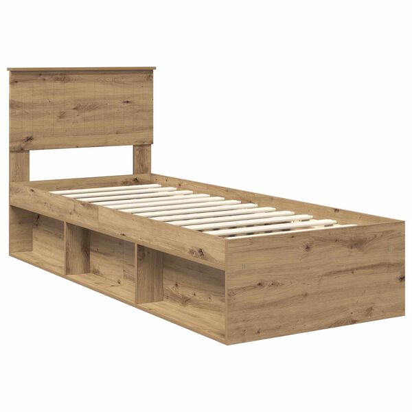 vidaXL Bed Frame Artisian Oak 75 x 190 cm Solid Pine Wood