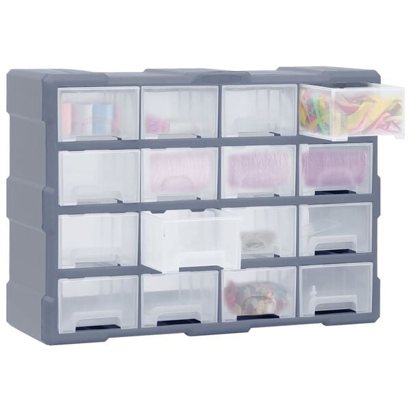 vidaXL Multi-drawer Organiser with 16 Middle Drawers 52x16x37 cm