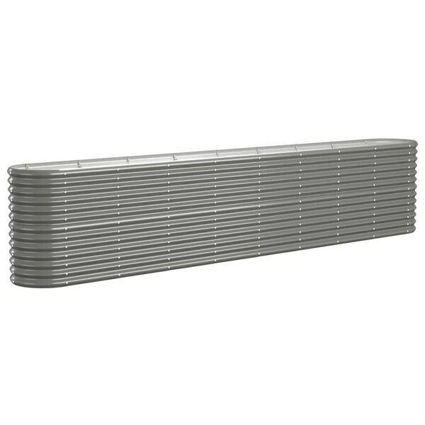 vidaXL Garden Raised Bed Galvanised Steel 332x40x68 cm Grey