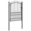 vidaXL Fence Gate with Spikes Grey 170 x 100 cm Powder-coated steel