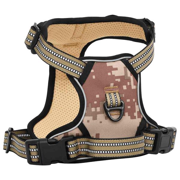 vidaXL Dog Harness with Reflective Stripes Adjustable Camouflage Brown M