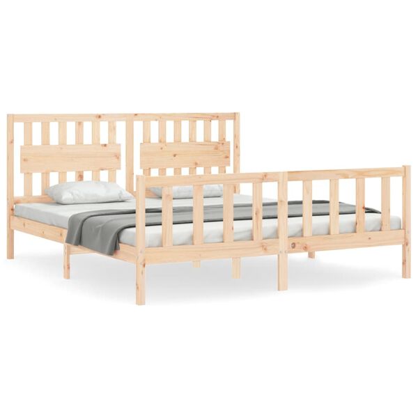 vidaXL Bed Frame without Mattress Super King Size Solid Wood Pine