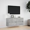 vidaXL TV Wall Cabinet with LED Lights Concrete Grey 100x31x45 cm