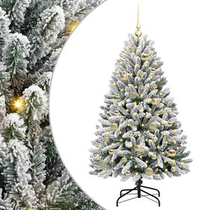 vidaXL Artificial Hinged Christmas Tree Green and White 120 cm